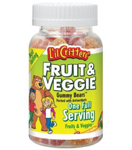 L'il Critters Fruit & Veggie Bears Dietary Supplement, Assorted Flavors, 60-Count Bottles (Pack of 4)