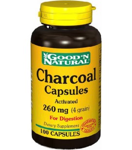 Natural Charcoal 260mg - 100 caps,(Good'n Natural)