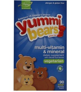 Yummi Bears Multi-Vitamin & Mineral, Vegetarian, 90-Count Sour Gummy Bears
