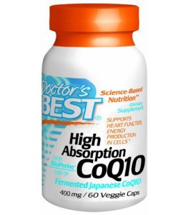 Doctor's Best High Absorption CoQ10 (400 mg), Vegetable Capsules, 60-Count