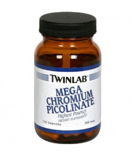 Twinlab Mega Chromium Picolinate 500mcg, 100 Capsules (Pack of 2)