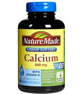 Nature Made Calcium with Vitamin D, 600 mg, Liquid Softgels, 100 ct.