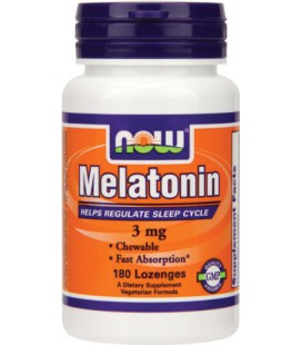 NOW Foods Melatonin 3mg Chewable, 180-Lozenges