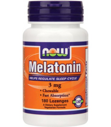 NOW Foods Melatonin 3mg Chewable, 180-Lozenges