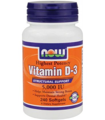 NOW Foods Vitamin D3 5000 Iu, 240 Softgels,