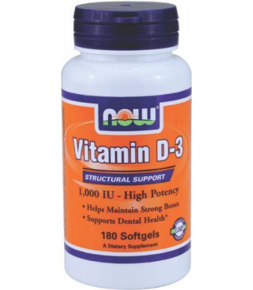 NOW Foods Vitamin D-3 1000 IU, 180 Softgels