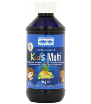 Trace Minerals Kids Multi-Vitamin/Mineral Supplement, Fast-Absorbing Liquid Formula, Citrus Punch, 8-Ounce Bottles