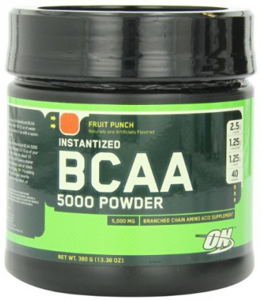 Optimum Nutrition Instantized BCAA Powder, Fruit Punch, 5000 mg, 380 Gram (Pack of 2)