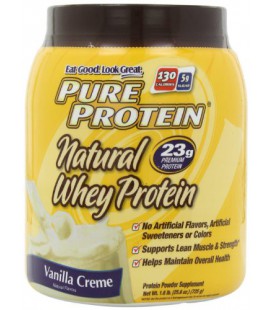 Pure Protein 100 %  Natural Whey Protein, Vanilla Creme, 1.6 Pounds