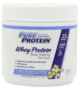 Pure Protein Natural Whey Protein,  Vanilla Cream Shake, 14 Ounce