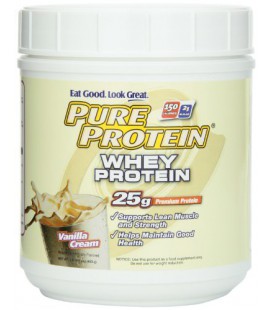 Pure Protein 100% Whey Powder  Vanilla Creme  1-Pound Tub