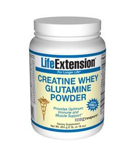 Life Extension Creatine-Whey-Glutamine Powder, Vanilla, 1 Pound