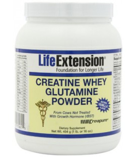 Life Extension Creatine Whey Glutamine Powder, Vanilla, 1 Pound