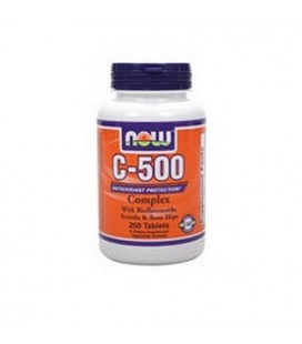 NOW Foods C-500 Complex with Bioflavonoids, Acerola and Rosehips 250 Tablets,  (Pack of 2)