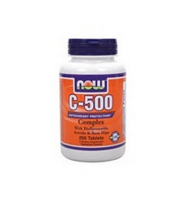 NOW Foods C-500 Complex with Bioflavonoids, Acerola and Rosehips 250 Tablets,  (Pack of 2)