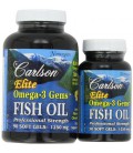 Carlson Labs Elite Omega-3 Gems Fish Oil 1250mg, lemon flavored chewable, 120 Softgels