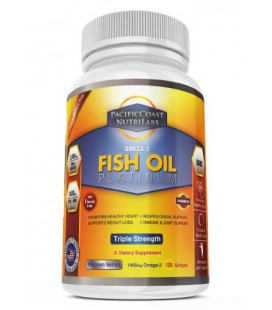 Fish Oil Omega-3 - Triple Strength 2,000mg Fish Oil Pills & 1,400mg Omega 3: 800mg EPA + 600mg DHA - 120 Burpless Capsules