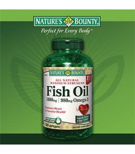 Nature's Bounty Maximum Strength Fish Oil 1,400 mg - 980 mg Omega-3 - 130 Enteric Coated Liquid Softgels