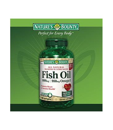Nature's Bounty Maximum Strength Fish Oil 1,400 mg - 980 mg Omega-3 - 130 Enteric Coated Liquid Softgels
