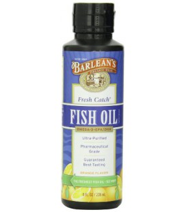 Barlean's Organic Oils Fresh Catch Fish Oil, Orange Flavor, 8-Ounce Bottle