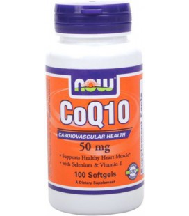 NOW Foods Coq10 50mg + Vit E, 100 Softgels