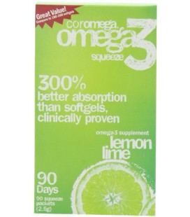 Coromega  Omega-3 Fish Oil, Lemon Lime, 90 ct