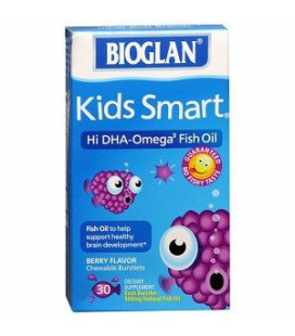 Bioglan Kids Smart Hi DHA-Omega3 Fish Oil, 500 mg, Berry Flavor, Chewable Burstlets, 30 ct.
