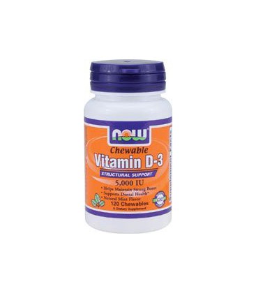 Now Foods Vitamin D-3 5000 Iu Chewable, Mint, 120-Count