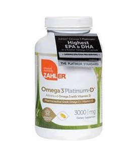Zahlers Advanced Omega-3 + Vitamin D3 Platinum Fish Oil High EPA/DHA (Premium Grade) - 180 Softgels