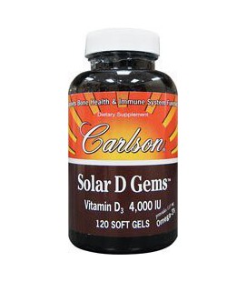 Carlson Labs Solar D Gems Natural Vitamin D3, 4000 IU, 120 S