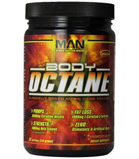 MAN Sports Body Octane Muscle Pump Powder, Strawberry Mango, 318 Gram