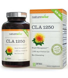 NatureWise CLA 1250, Highest Potency Non-GMO Healthy Weight Management Supplement, 180 count