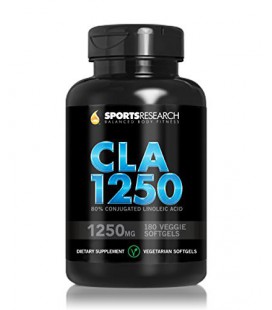 CLA 1250mg (Highest Potency) 180 Veggie-Softgels CLA Helps Increase the Proportion of Lean Muscle to FatVegan/Vegetarian Safe,