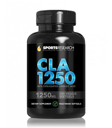 CLA 1250mg (Highest Potency) 180 Veggie-Softgels CLA Helps Increase the Proportion of Lean Muscle to FatVegan/Vegetarian Safe,