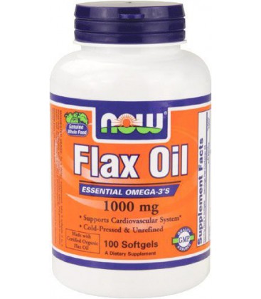 NOW Foods Flax Oil 1000mg, 100 Softgels (Pack of 3)