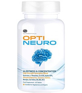 Optineuro pour augmenter la concentration et la mémoire - Avec Guarana, L-Theanine - 1150 mg - 90 capsules