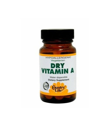 Country Life,  Dry Vitamin A 10,000  I.U. , Tablets, 100-Count