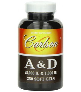 Carlson Labs Vitamin A and D, 25000/1000 IU, 250 Softgels