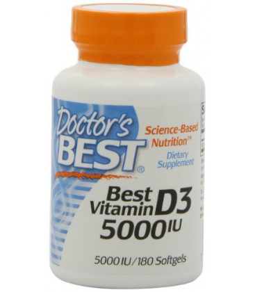 Doctor's Best Vitamin D3 5000iu, Soft Gels, 180-Count