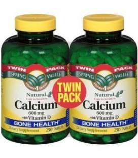Spring Valley - Calcium 600 mg with Vitamin D3, Twin Pack, 250 Tablets each pack