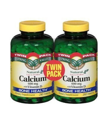 Spring Valley - Calcium 600 mg with Vitamin D3, Twin Pack, 250 Tablets each pack