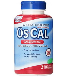 Os-Cal 500 + D, Calcium 500 mg., D3 200 I.U., 210 Coated Caplets