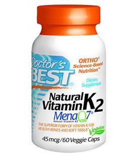 Doctor's Best Natural Vitamin K2 MenaQ7 45mg Vegetable Capsules, 60-Count