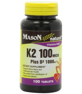 Mason Natural K2 Plus D3 Tablets, 100 Count