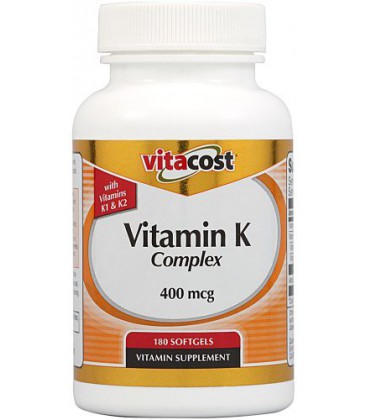 Vitacost Vitamin K Complex with K1 & K2 -- 400 mcg - 180 Softgels