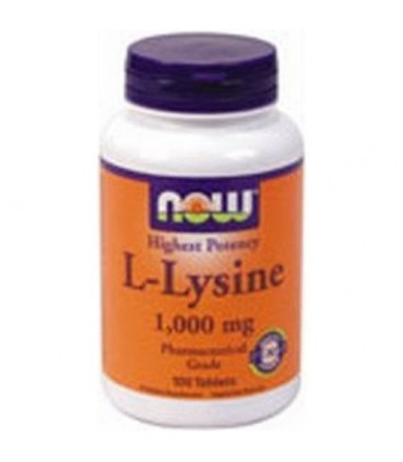 NOW Foods L-lysine 1000mg, 100 Tablets (Pack of 2)