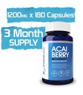 Acai Berry 1200mg x 180 Caps, 100% Pure High Potency, Supports Fat Metabolism, Natural Flavonoids & Antioxidants, 3 Month Suppl