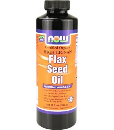 NOW Foods High Lignan Flax Seed Oil, 12 Ounces (Pack of 2)