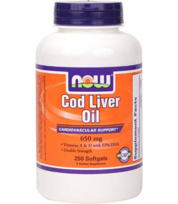 Now Foods Cod Liver Oil 2x 2500/270 A/D Soft-gels, 250-Count