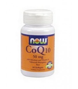 NOW Foods Coq10 50mg + Vit E, 50 Softgels